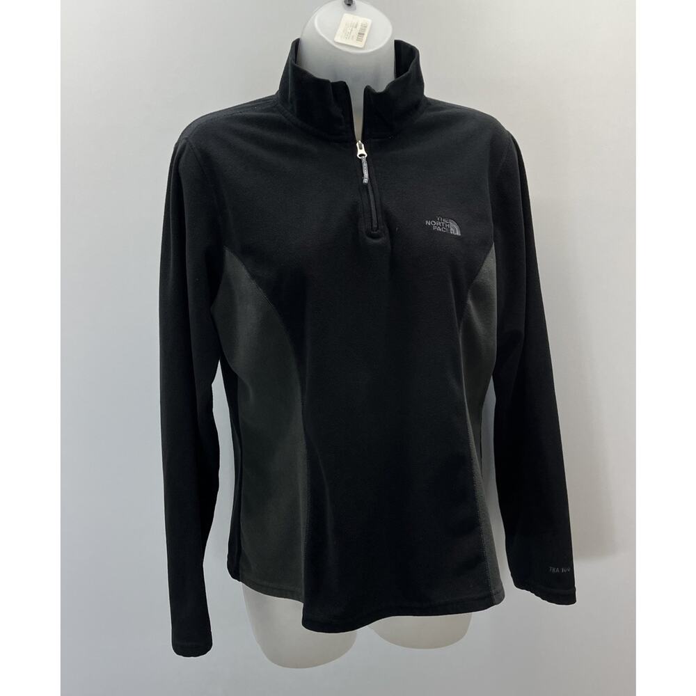 THE NORTH FACE 1/4 Zip Mock Neck Long Sleeves Black Fleece Jacket Women's Size L
